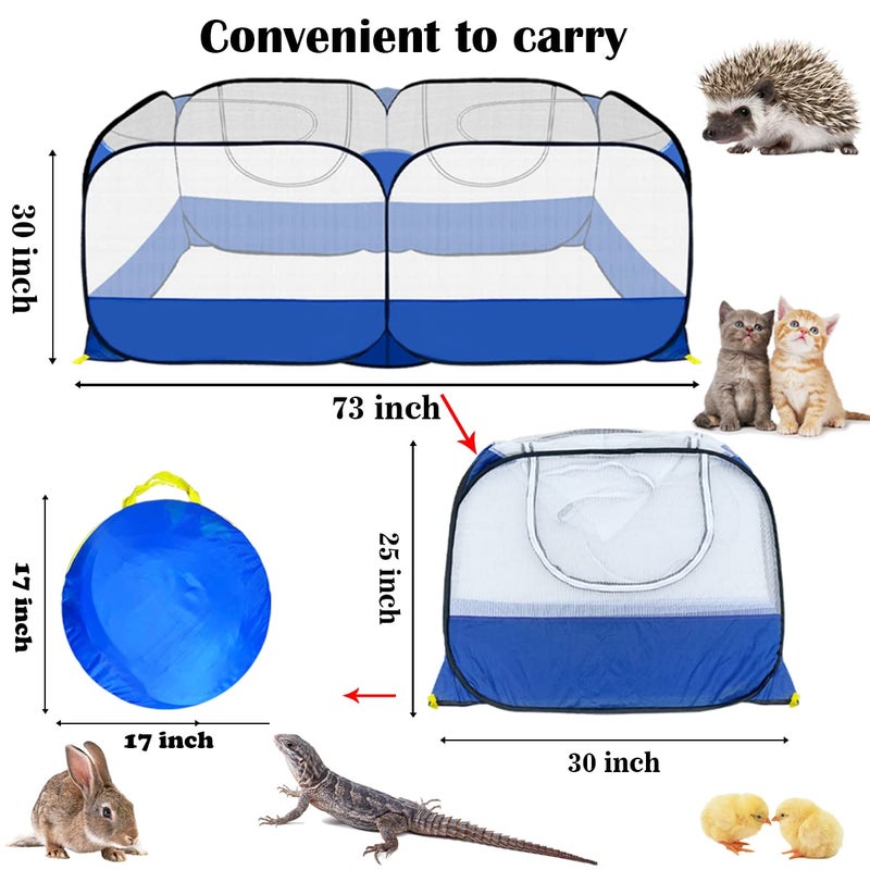 GABraden Small Animals Playpen,Reptiles Cage,Chicken Run Coop Chicken Playpen Breathable Transparent Pet Playpen Pop Open Outdoor/Indoor Exercise Fence,Portable Yard Fence (Blue) - Image 3